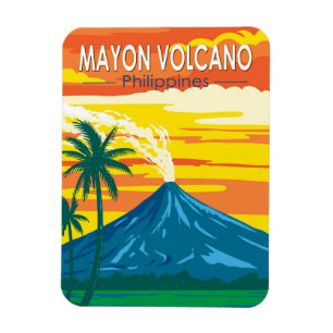 Mayon Vulkan Philippinen Reise Kunst Vintage Magnet