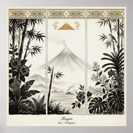 Mayon Vulkan Triptychon-Wandkunst Poster (Vorne)