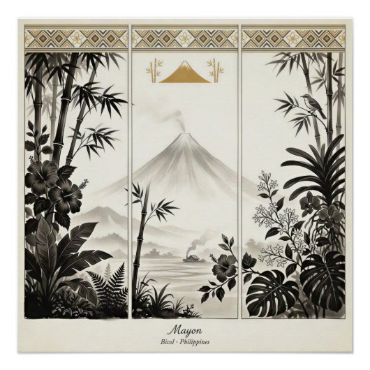 Mayon Vulkan Triptychon-Wandkunst Poster (Vorderseite)