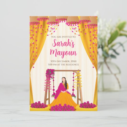 Mayoun Einladungen Haldi lädt Haldi ein (Stehend Vorderseite)