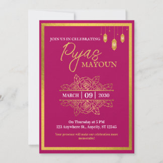 Mayoun Marine-rote und goldene Puja-Einladung