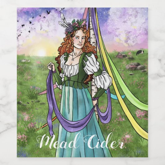 Maypole Cider mittelalterliche Bauer Weinetikett (Einzelnes Label)