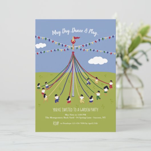 Maypole Dancers Einladung (Stehend Vorderseite)