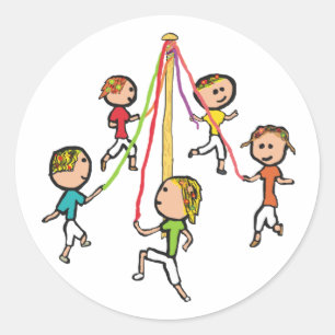 Maypole-Tanz Runder Aufkleber