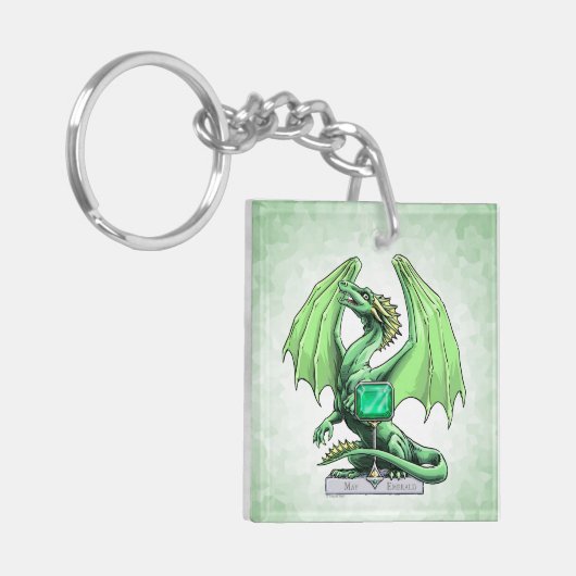Mays Geburtsteinzeitdrache: Smarald Schlüsselanhänger (Vorderseite links)