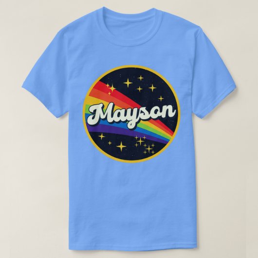 Mayson Rainbow im Vintagen Weltraumstil T-Shirt (Design vorne)