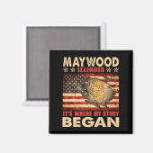 Maywood Illinois Usa Flag 4. Juli Magnet (Vorderseite/Rückseite)