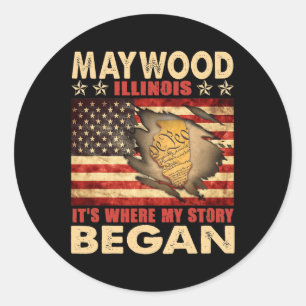 Maywood Illinois Usa Flag 4. Juli Runder Aufkleber