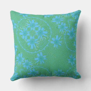 Maz Floral Bubbles Polka Dot Green Blue Mid Kissen