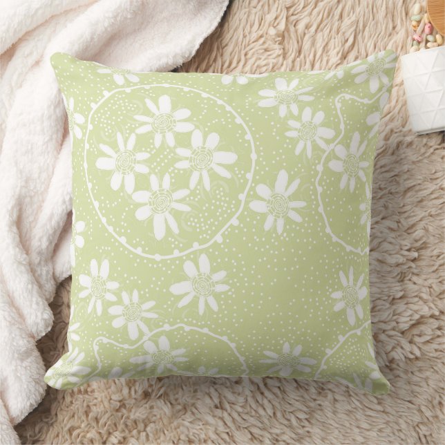 Maz Floral Bubbles Polka Dot Light Mint Kissen (Decke)
