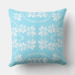 Maz Floral Bubbles Polka Dot White Baby Blue Kissen