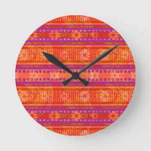 MAZ Florales Streifen-Rippen-Strickmuster 245 Runde Wanduhr