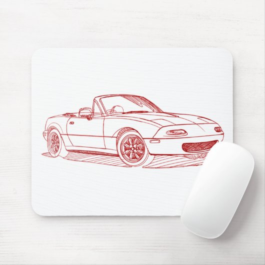 Maz Miata MX5 gen1 1991 Skizze Mousepad (Mit Mouse)