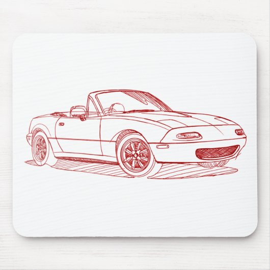 Maz Miata MX5 gen1 1991 Skizze Mousepad (Vorne)