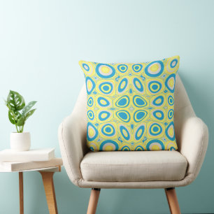 Maz Psychedelic Eggs - Blue Gray Yellow Kissen