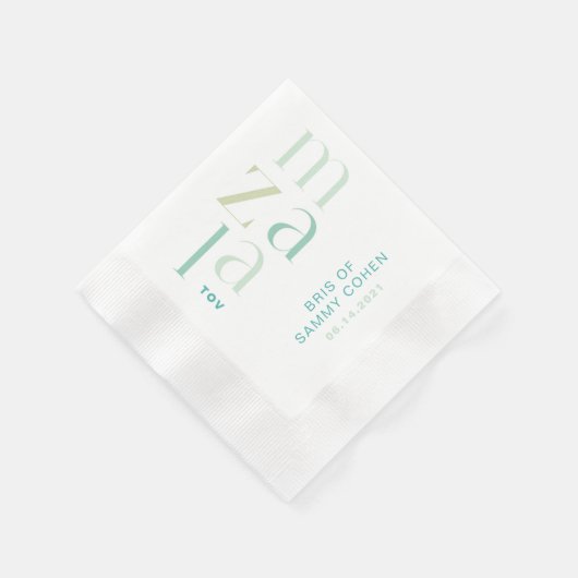Mazal Tov Herzlichen Glückwunsch Modern Green Hebr Serviette (Ecke)