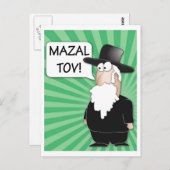 Mazal Tov Postkarte - jüdischer Rabbiner (Vorne/Hinten)