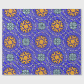 Mazal Tov und Siman Tov mit Blumenstern Geschenkpapier (Flach)