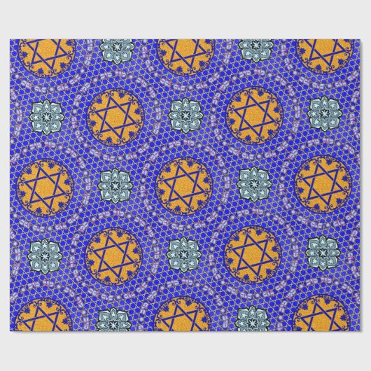 Mazal Tov und Siman Tov mit Blumenstern Geschenkpapier (Flach)