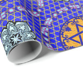 Mazal Tov und Siman Tov mit Blumenstern Geschenkpapier (Rolleneckpunkt)