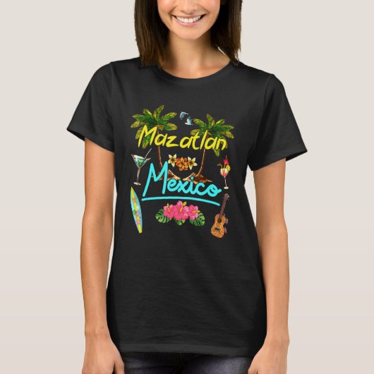 Mazatlan Mexico Beach Summer Palm Surf Sun Set Pal T-Shirt (Vorderseite)