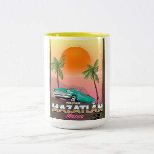 Mazatlán Mexico Reiseplakat Zweifarbige Tasse