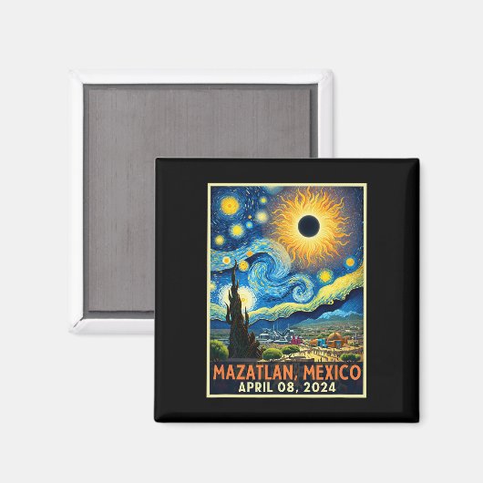 Mazatlan Mexico Total Solar Eclipse 2024 Starry Ni Magnet (Vorderseite/Rückseite)