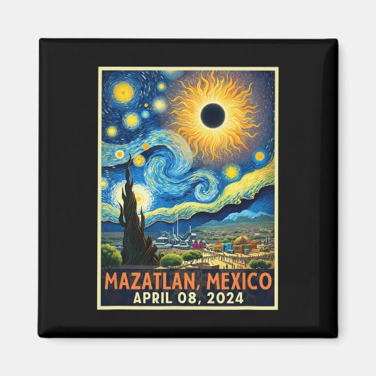 Mazatlan Mexico Total Solar Eclipse 2024 Starry Ni Magnet (Vorne)