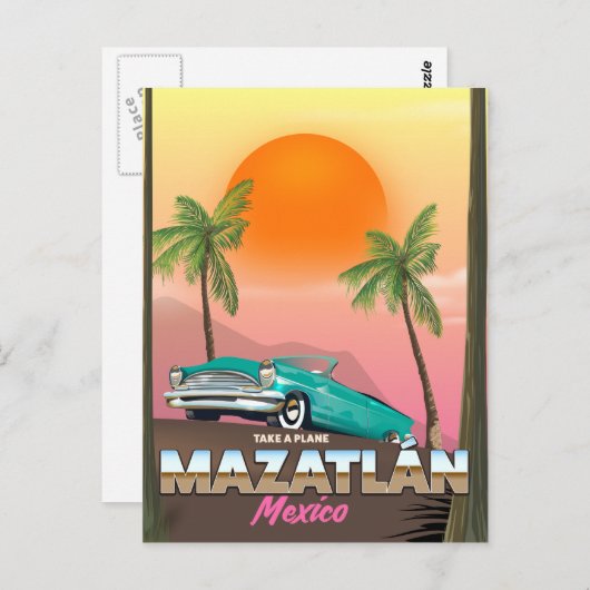 Mazatlán Mexiko Reiseplakat Postkarte (Vorne/Hinten)