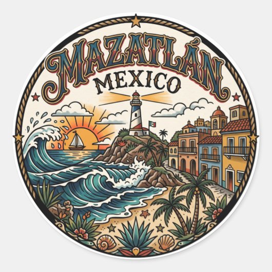 Mazatlán Mexiko Runder Aufkleber (Vorderseite)