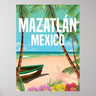 Mazatlán Mexiko Vintage Strand Reiseplakat Poster