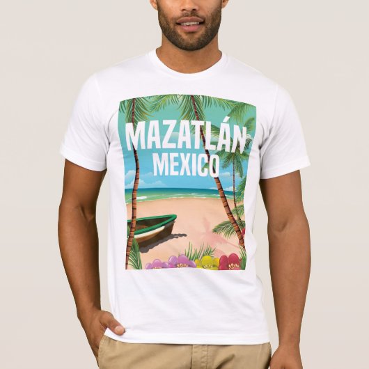 Mazatlán Mexiko Vintages Strandprospekt T-Shirt (Vorderseite)