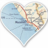 Mazatlan MX Vintage Karte Aufkleber (Vorderseite)