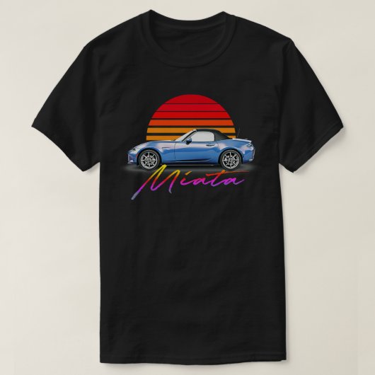Mazda Miata Blue Retro Style Sunset Design 1 T-Shirt (Design vorne)