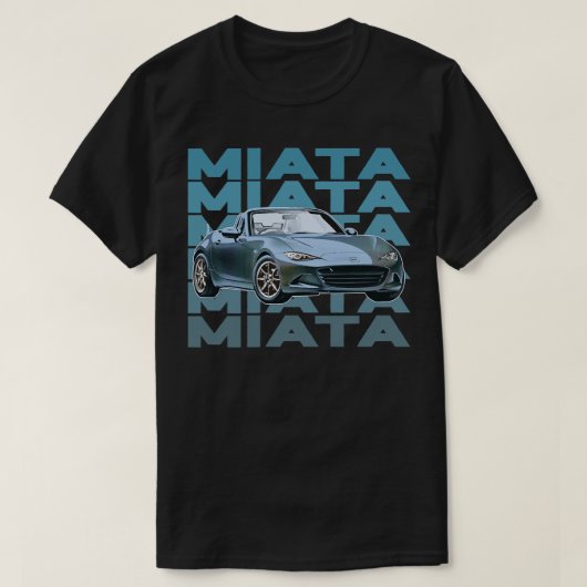 Mazda Miata Blue Retro Style Sunset Design T-Shirt (Design vorne)