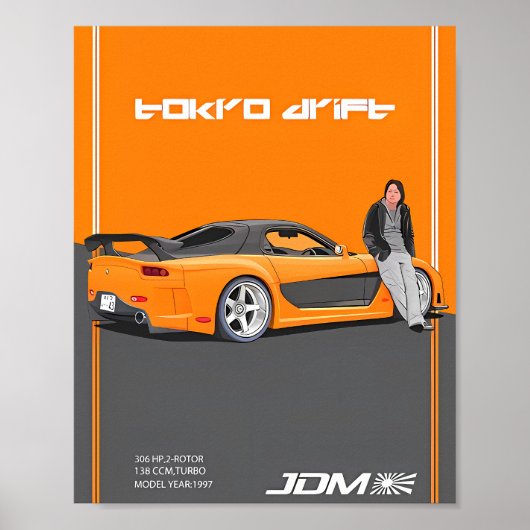 Mazda RX-7 FD3S 2-Rotor Spezifikationen Poster (Vorne)