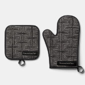 Maze African Pattern | Stamm Ofenhandschuh & Topflappen-Set (Vorderseite)