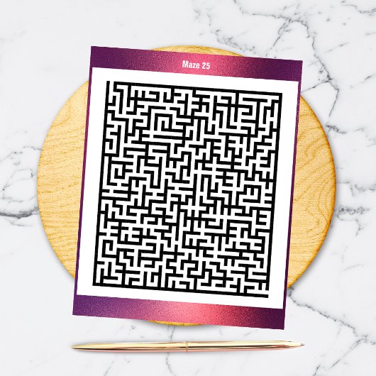 Maze Puzzle 25 Red | Aktivitätskarten Postkarte