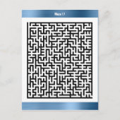 Maze Puzzle Siebzehn Blau | Aktivitätskarten Postkarte (Vorderseite)