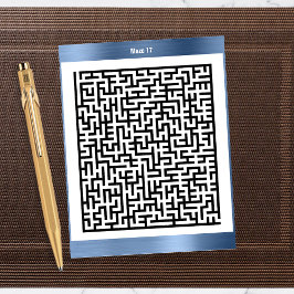 Maze Puzzle Siebzehn Blau | Aktivitätskarten Postkarte