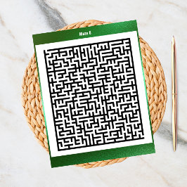 Maze Puzzle Six Green | Aktivitätskarten Postkarte