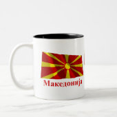 Mazedonien, das Flagge mit Namen auf Macedonian Zweifarbige Tasse (Links)