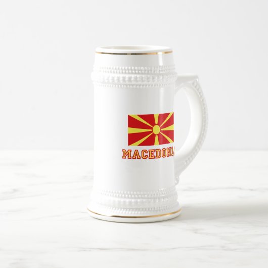 Mazedonien-Flagge 2 Bierglas (VorderseiteRechts)