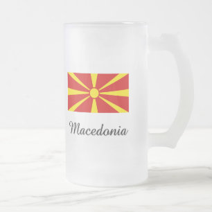 Mazedonien-Flaggen-Entwurf Mattglas Bierglas