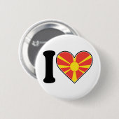 Mazedonien-Herz-Flagge Button (Vorne & Hinten)