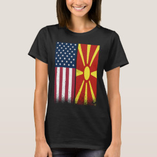 Mazedonien  mazedonische amerikanische Flaggen sto T-Shirt