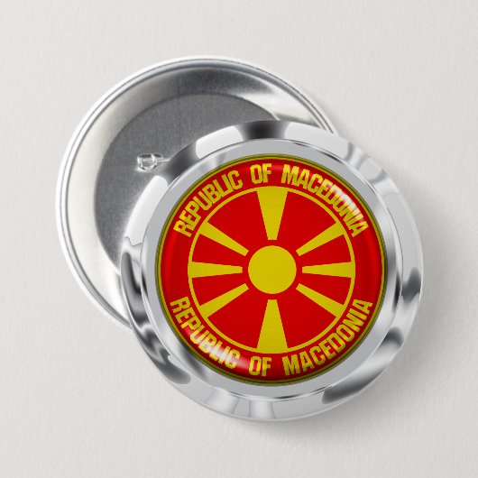Mazedonien-Runde Button (Vorne & Hinten)