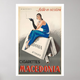 Mazedonien Zigaretten Niedrig Nikotin Vintage Poster