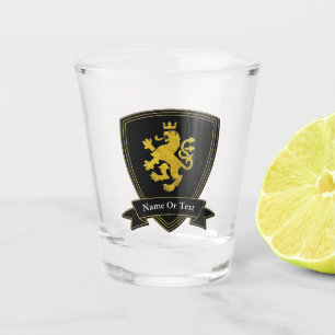 Mazedonischer Löwe und Ihr Text Schnapsglas