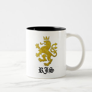 Mazedonischer Löwe und Monogramm Zweifarbige Tasse